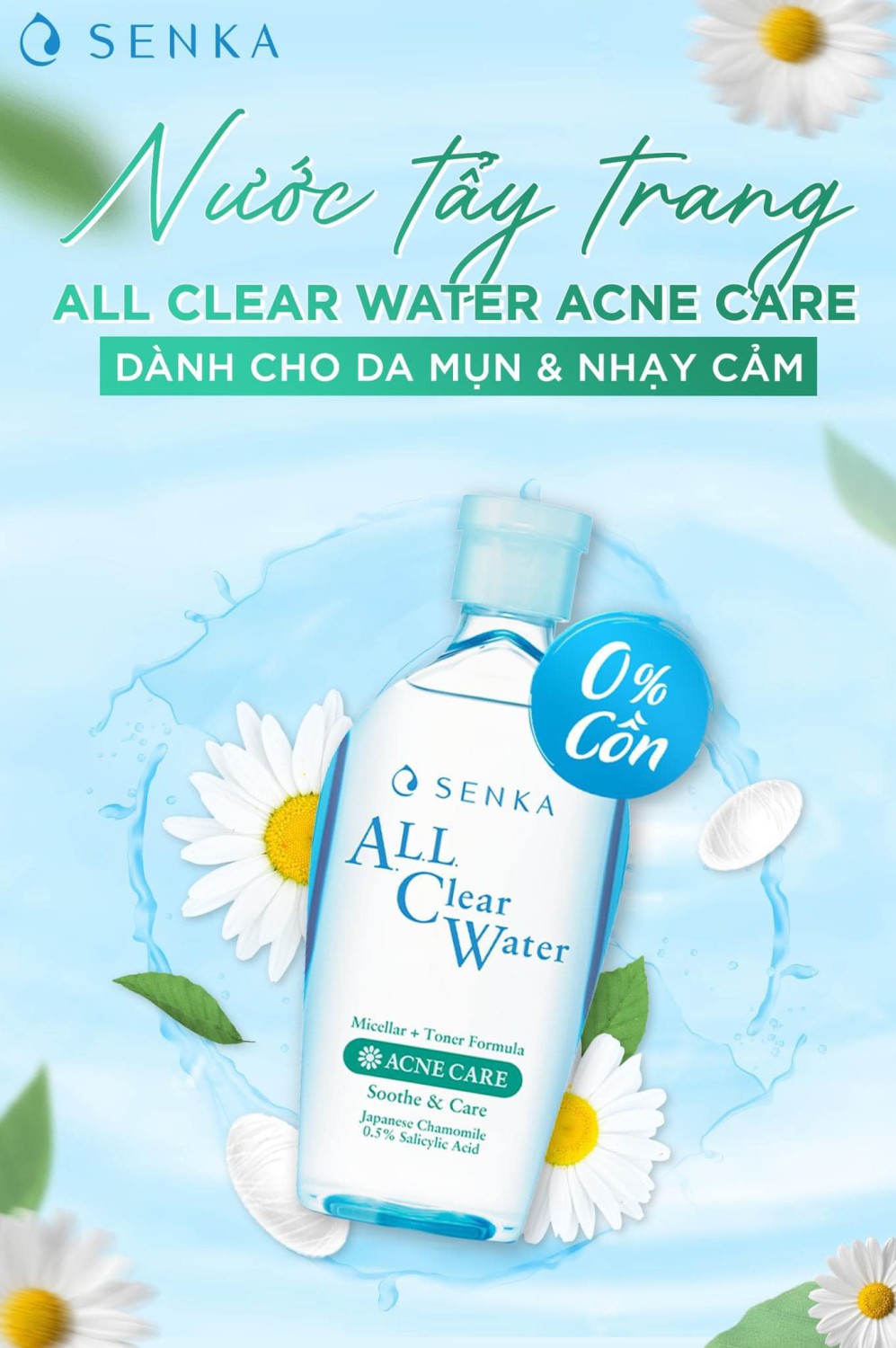 NƯỚC TẨY TRANG CHUYÊN BIỆT CHO DA MỤN NHẠY CẢM GỌI TÊN "SENKA ALL CLEAR WATER ACNE CARE"