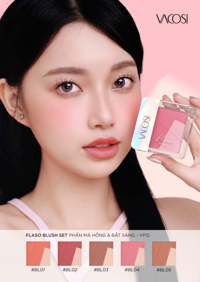 VACOSI FLASO BLUSH SET - PHẤN MÁ HỒNG & BẮT SÁNG VACOSI